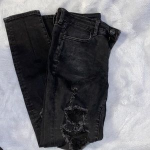 High rise black ripped jeggings